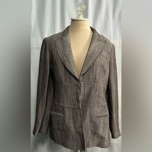 Lafayette 148 New York Linen Blend Brown Blazer | Size 6